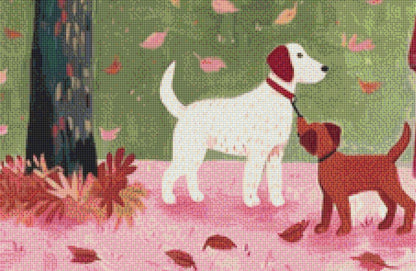 Autumn Stroll with Furry Friends cross stitch pattern by The Art Revivalist