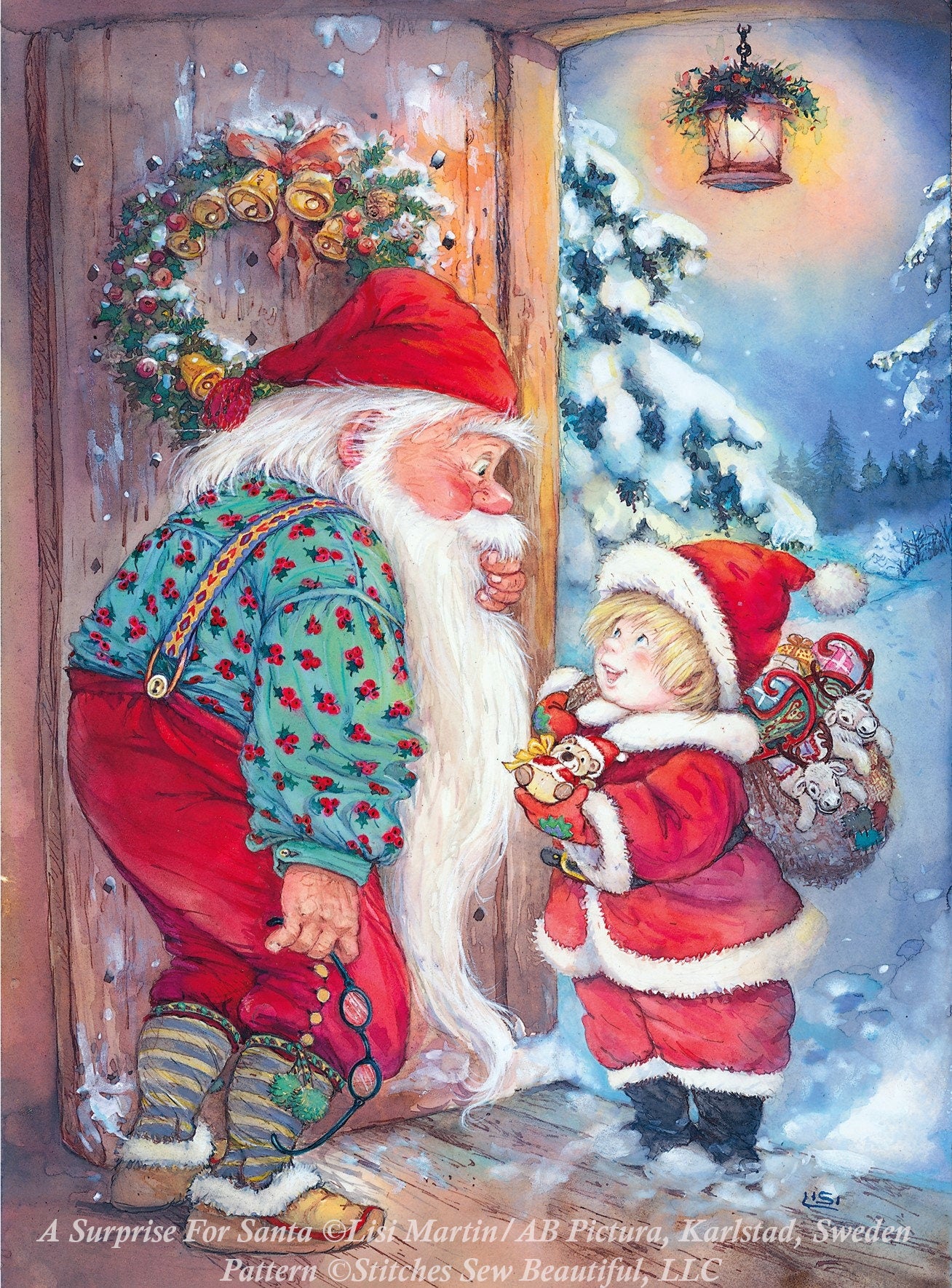 A Surprise For Santa cross stitch pattern by Lisi Martin/AB Pictura, Karlstad, Sweden