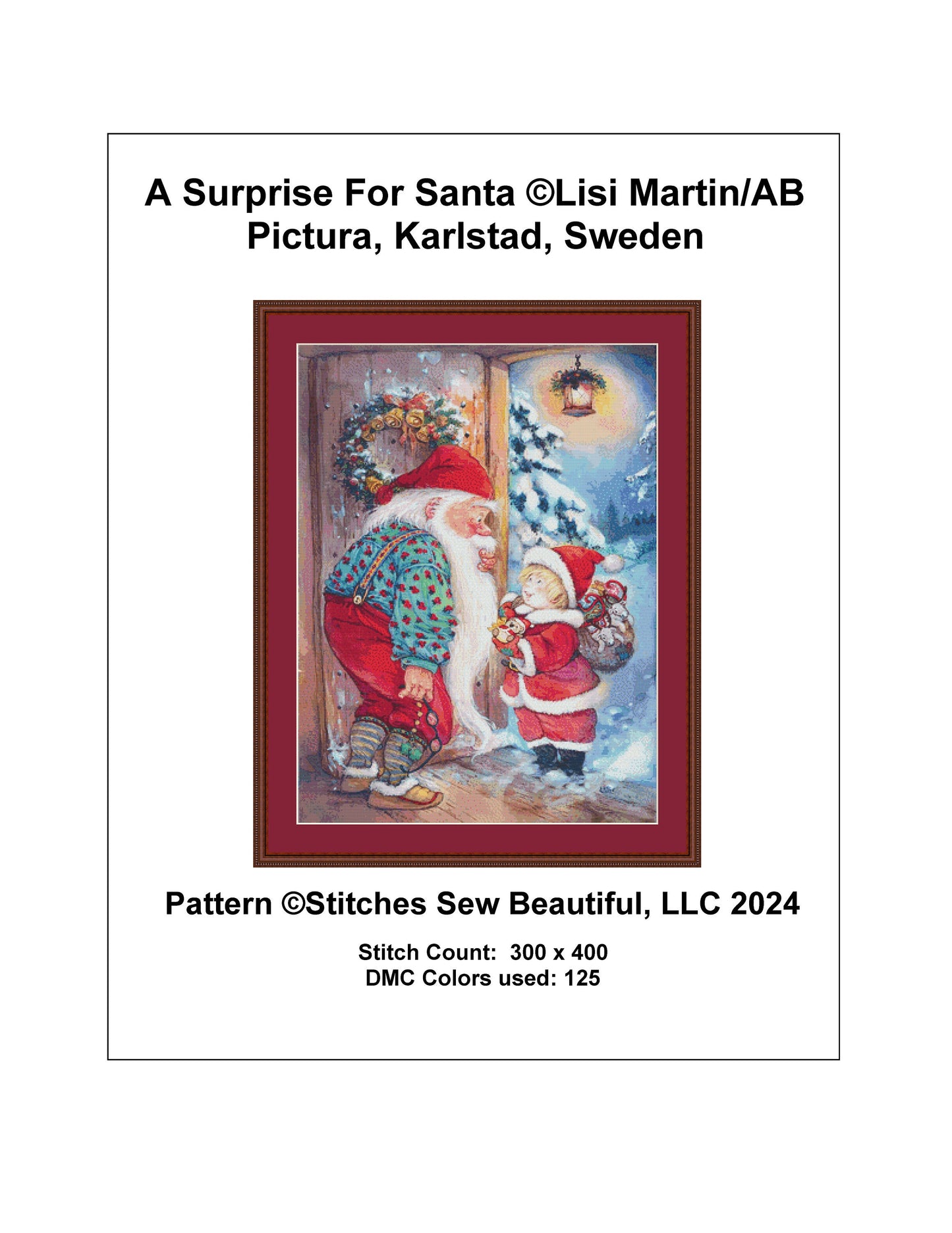 A Surprise For Santa cross stitch pattern by Lisi Martin/AB Pictura, Karlstad, Sweden