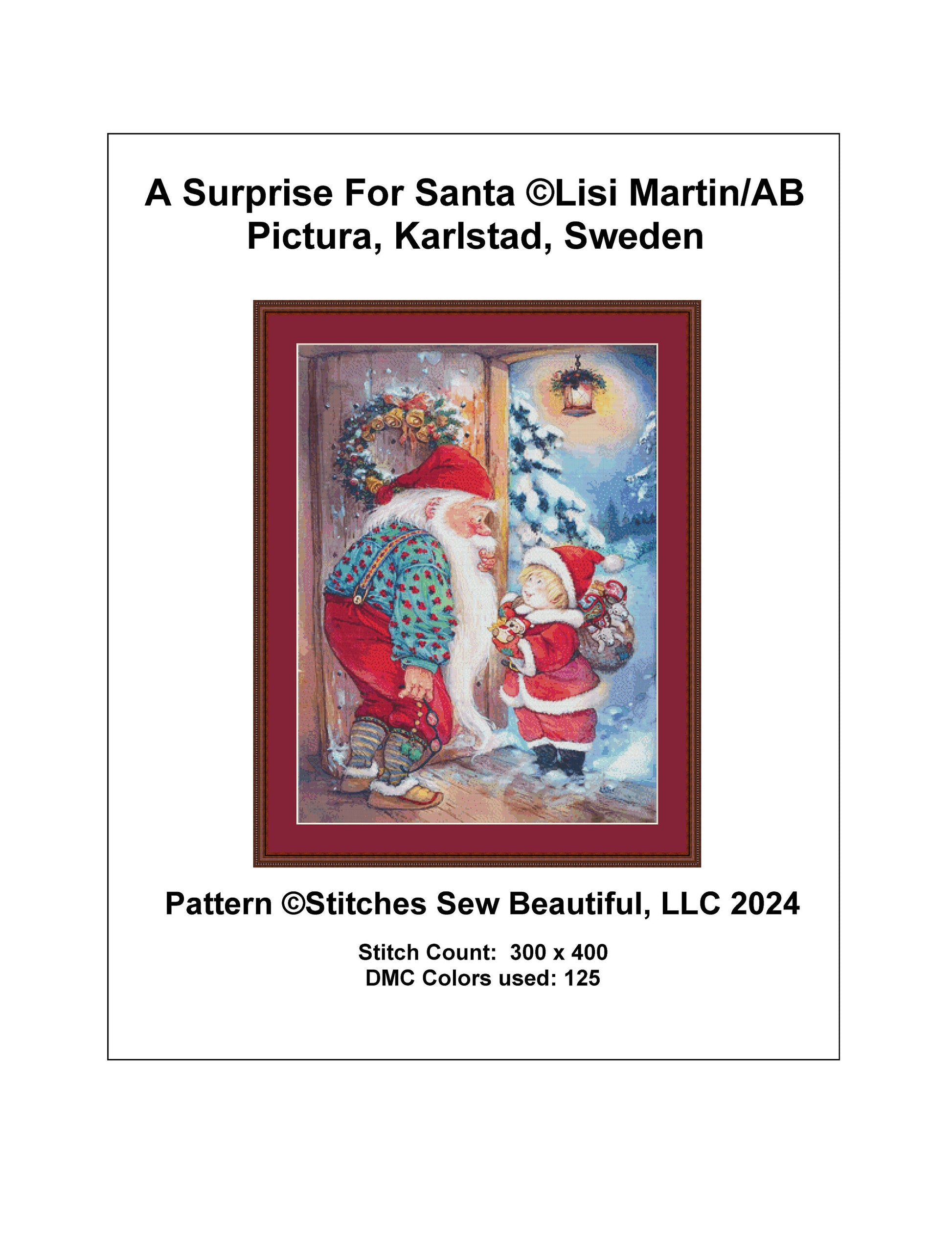 A Surprise For Santa cross stitch pattern by Lisi Martin/AB Pictura, Karlstad, Sweden