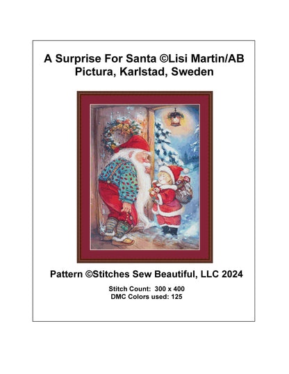 A Surprise For Santa cross stitch pattern by Lisi Martin/AB Pictura, Karlstad, Sweden