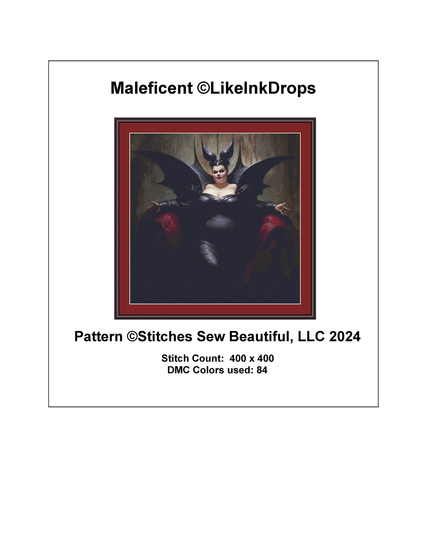 Maleficent cross stitch pattern by LikeInkDrops