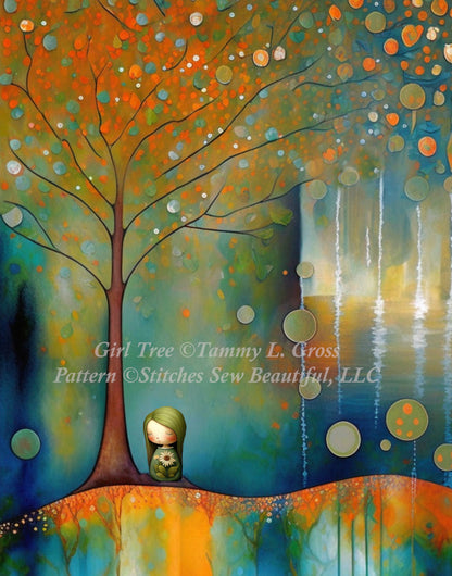 Girl Tree cross stitch pattern by Tammy L. Gross