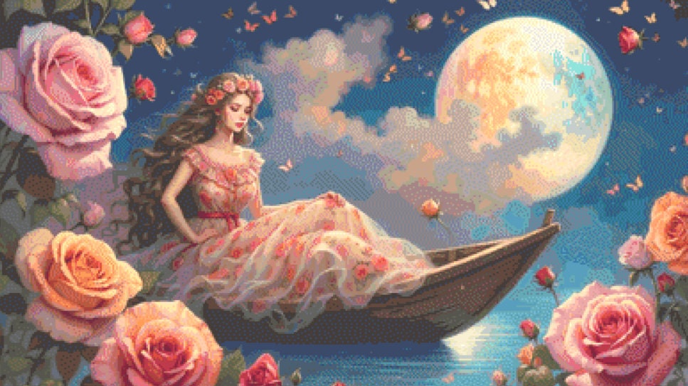 The Woman and the Moon cross stitch pattern by Eder Jose Rosa