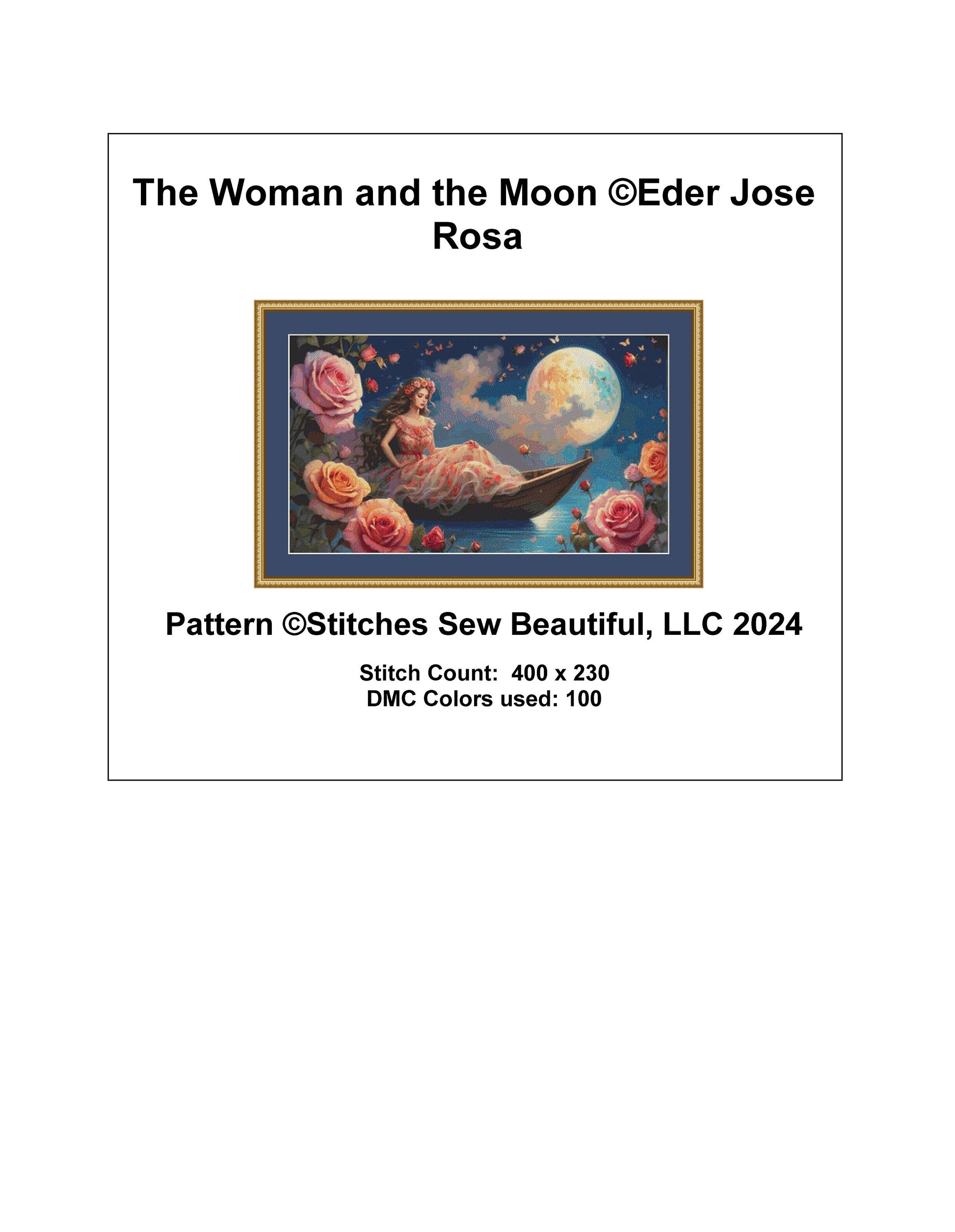 The Woman and the Moon cross stitch pattern by Eder Jose Rosa