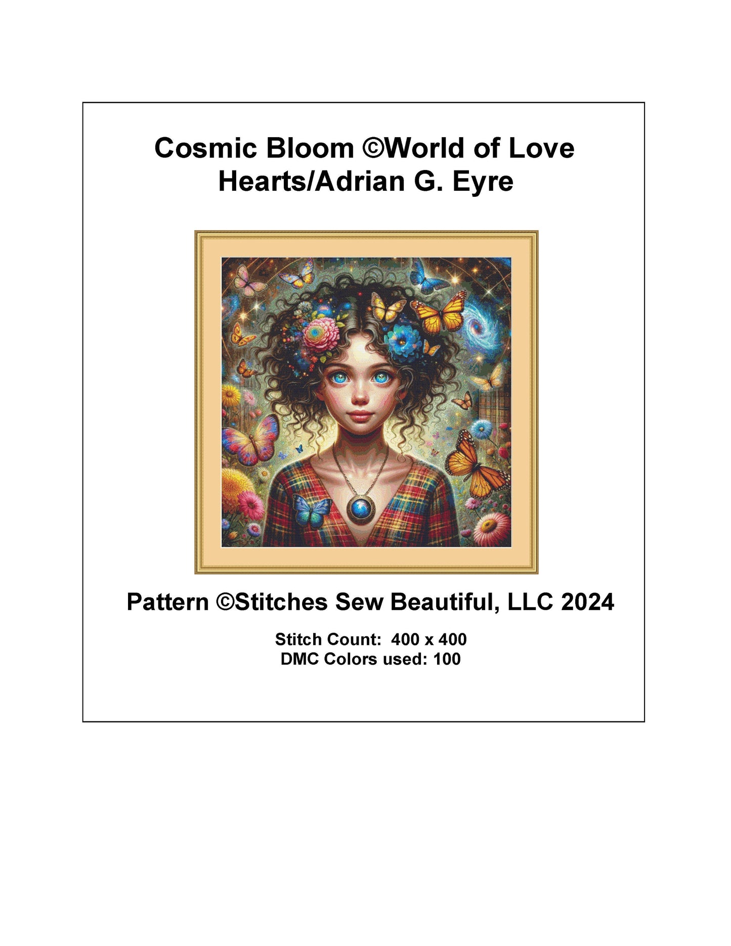 Cosmic Bloom cross stitch pattern by World of Love Hearts/Adrian G. Eyre