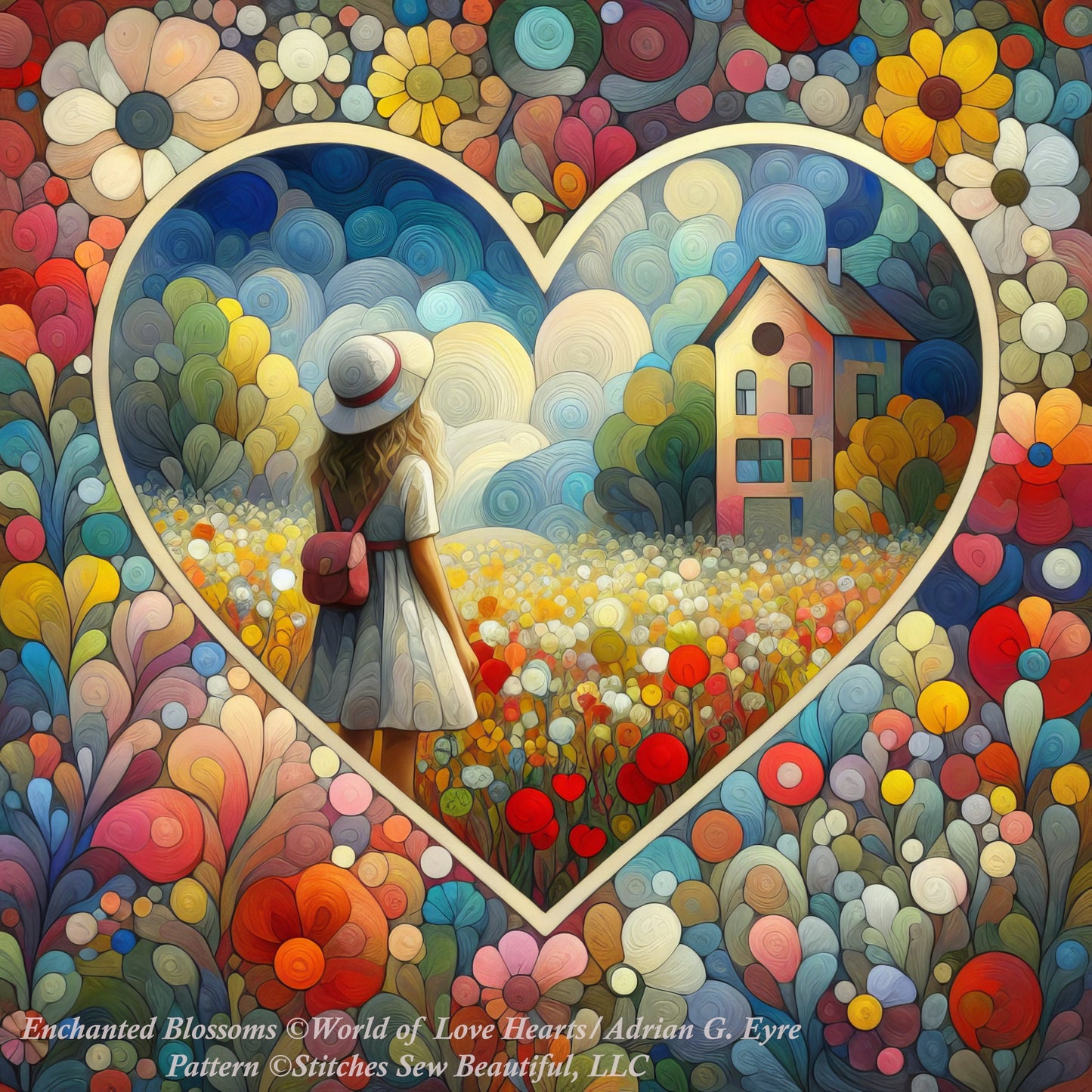 Enchanted Blossoms cross stitch pattern by World of Love Hearts/Adrian G Eyre