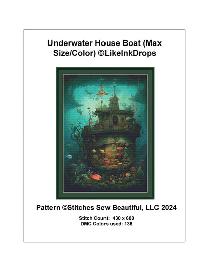 Underwater House Boat (Max Size/Color) cross stitch pattern by LikeInkDrops