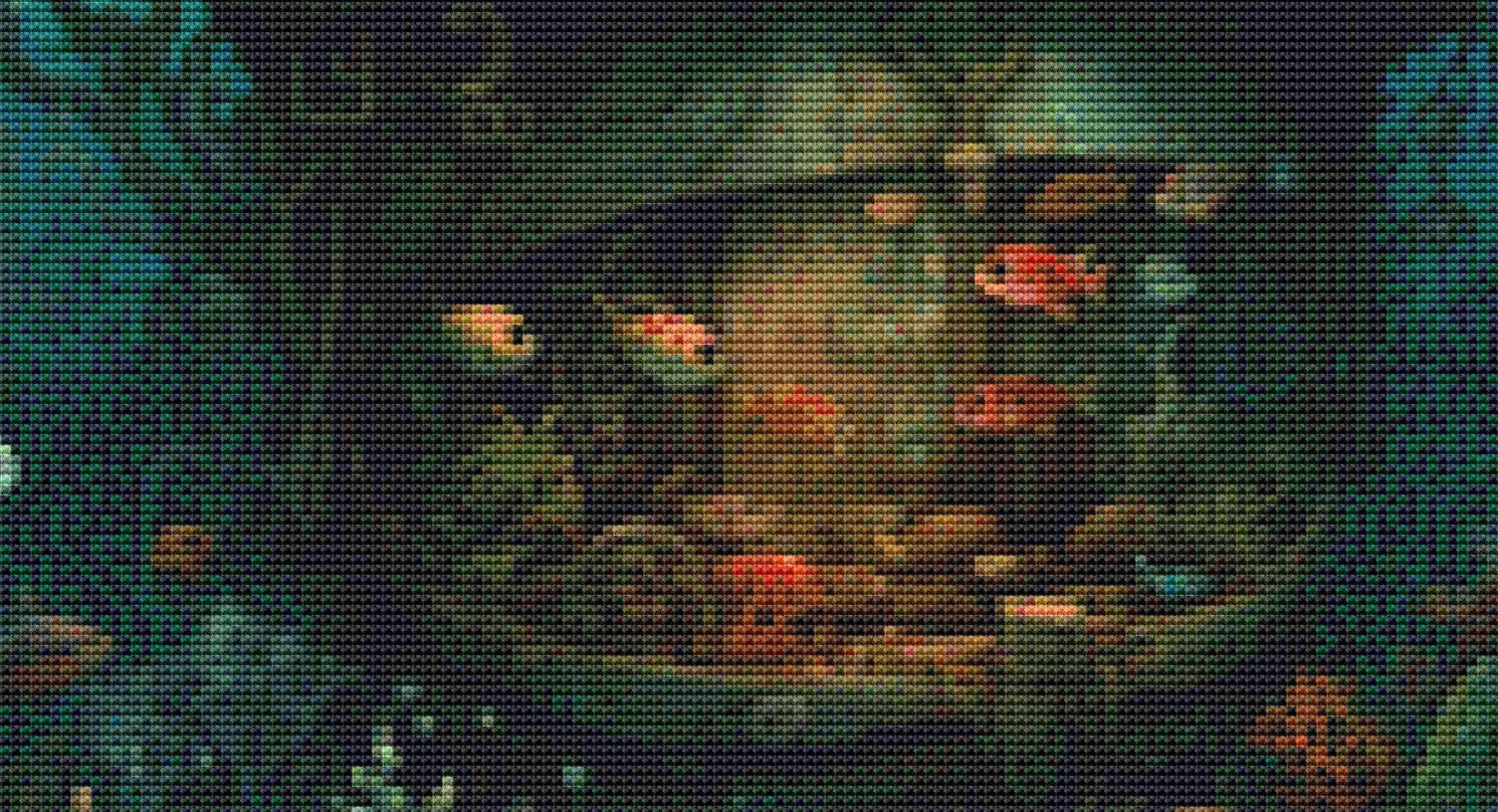 Underwater House Boat (Small) cross stitch pattern by LikeInkDrops