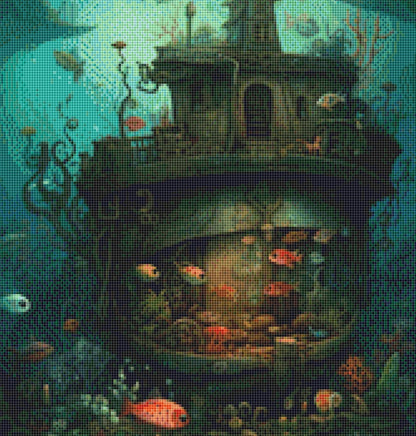 Underwater House Boat (Small) cross stitch pattern by LikeInkDrops