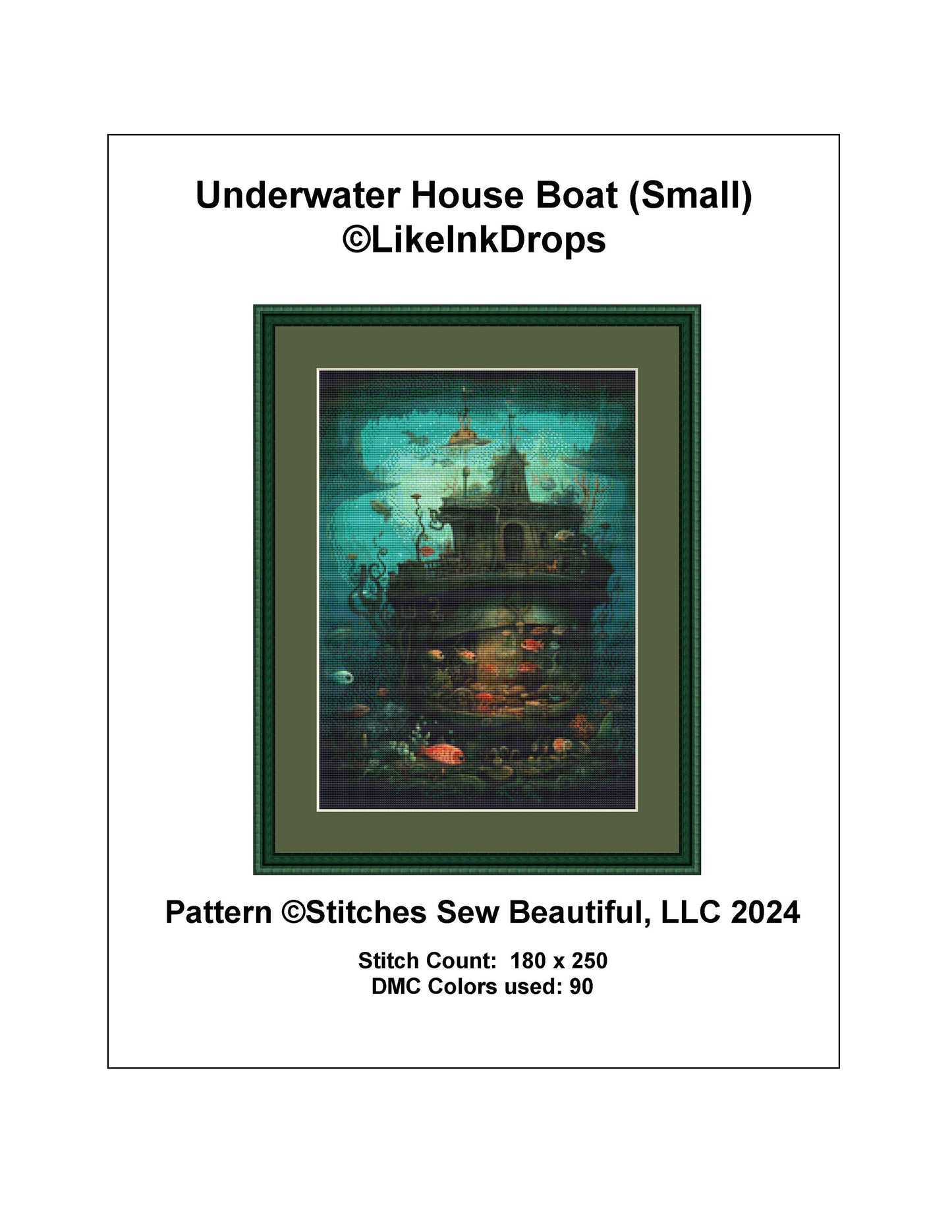 Underwater House Boat (Small) cross stitch pattern by LikeInkDrops