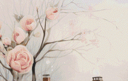 Snowman with Pink Roses (Max Size) cross stitch pattern by Liededrom