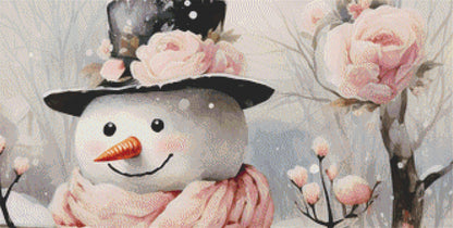 Snowman with Pink Roses (Max Size) cross stitch pattern by Liededrom