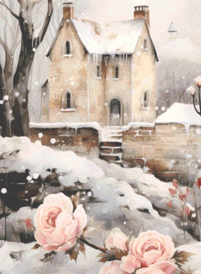 Snowman with Pink Roses (Max Size) cross stitch pattern by Liededrom