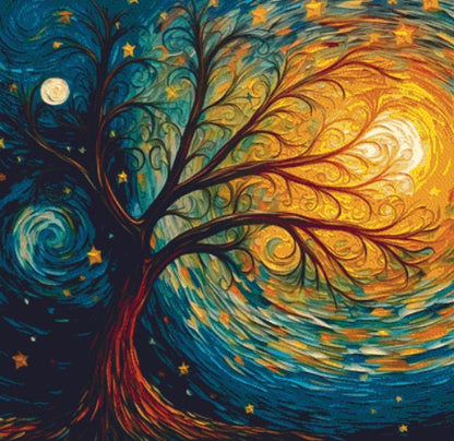 Van Gogh Style Tree of Life cross stitch pattern by PeacefulArtColors
