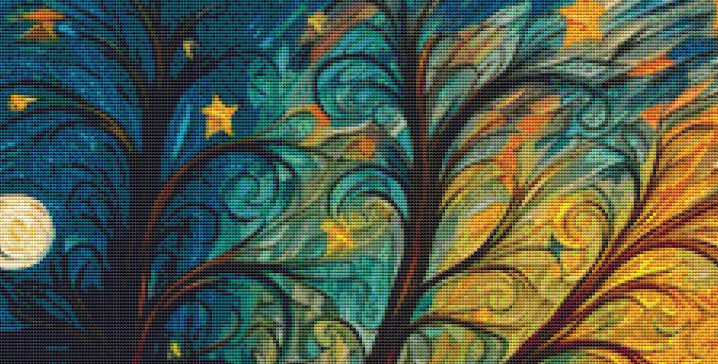 Van Gogh Style Tree of Life cross stitch pattern by PeacefulArtColors