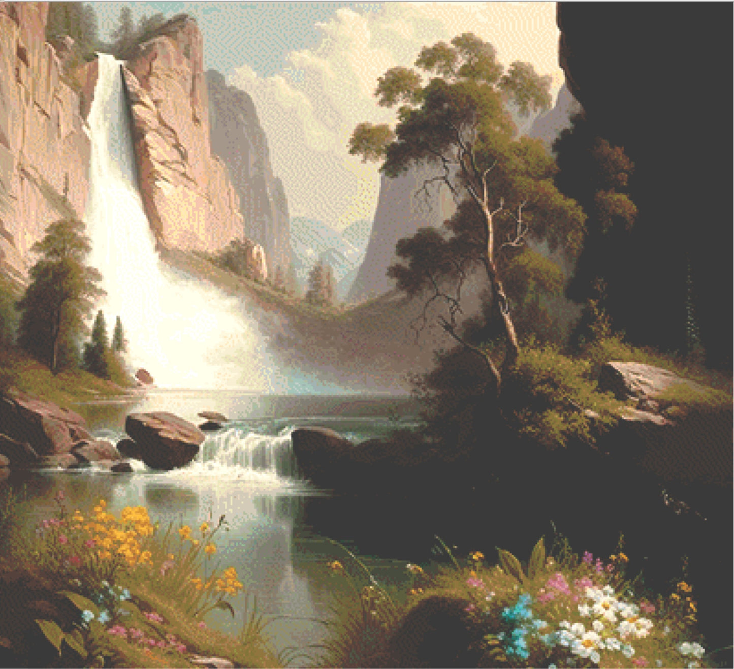 Peaceful Waterfall cross stitch pattern by PeacefulArtColors