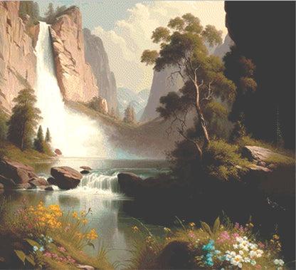 Peaceful Waterfall cross stitch pattern by PeacefulArtColors