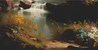 Peaceful Waterfall cross stitch pattern by PeacefulArtColors