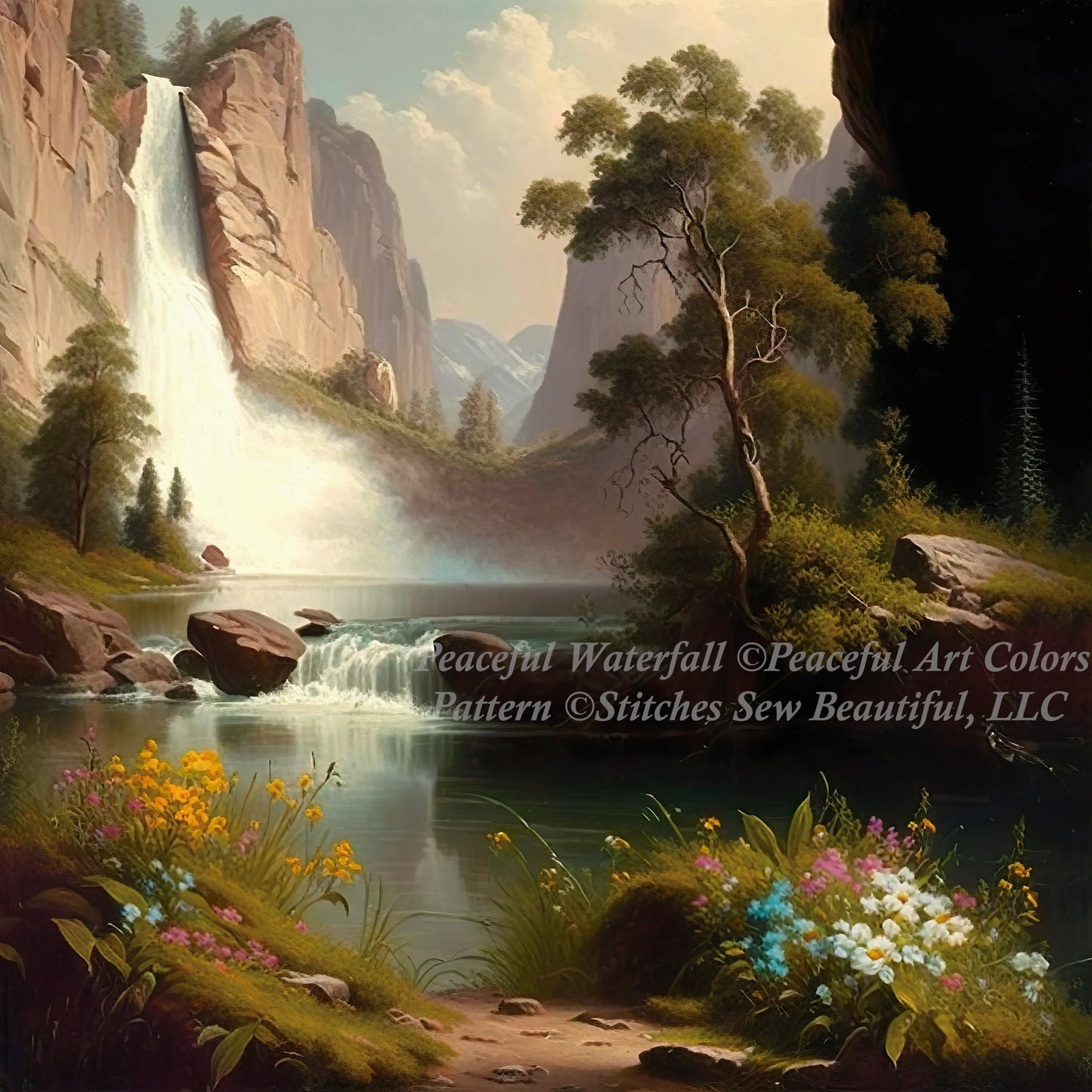 Peaceful Waterfall cross stitch pattern by PeacefulArtColors