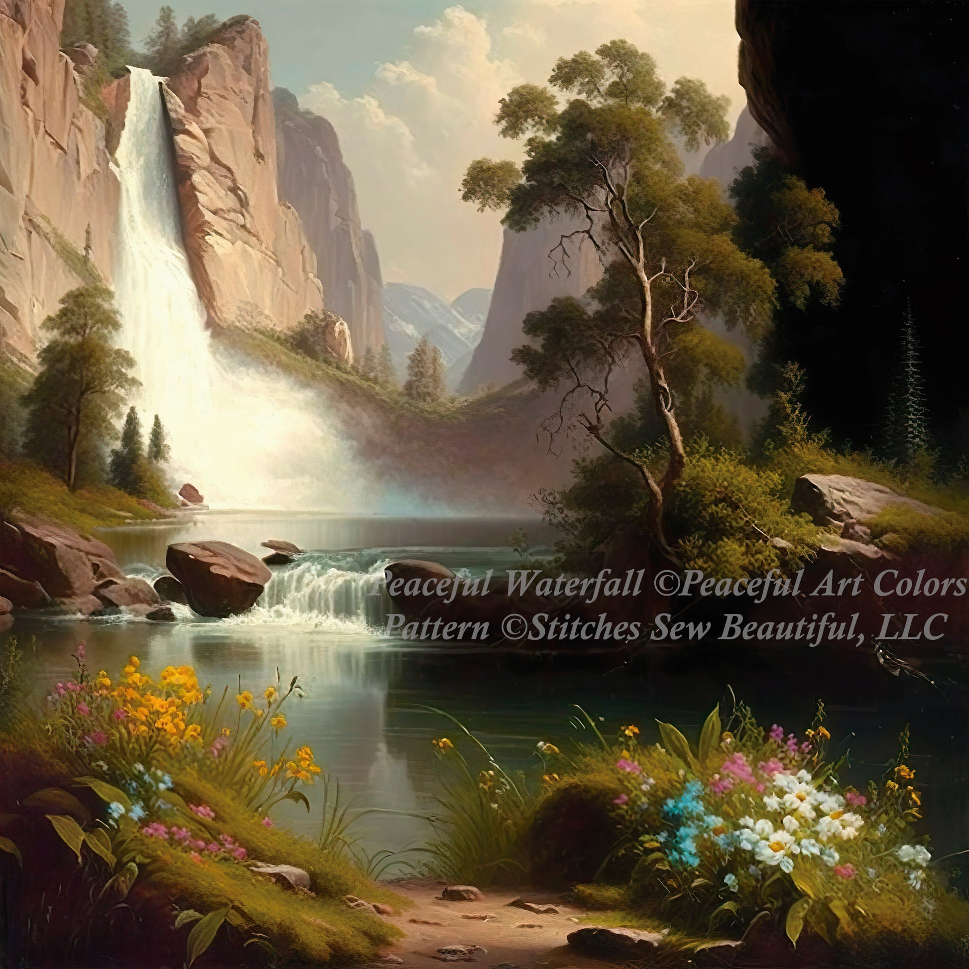Peaceful Waterfall cross stitch pattern by PeacefulArtColors