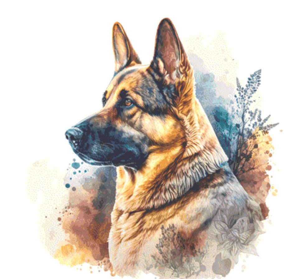German Shepherd cross stitch pattern by Tabone Designs