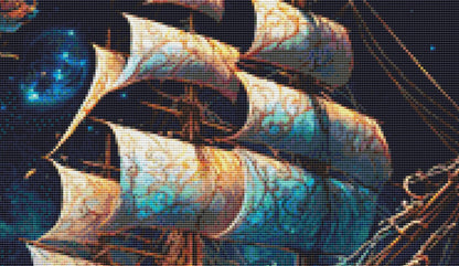 Cosmic Pirate Ship (Max Color) cross stitch pattern by DigitalArtClubAU