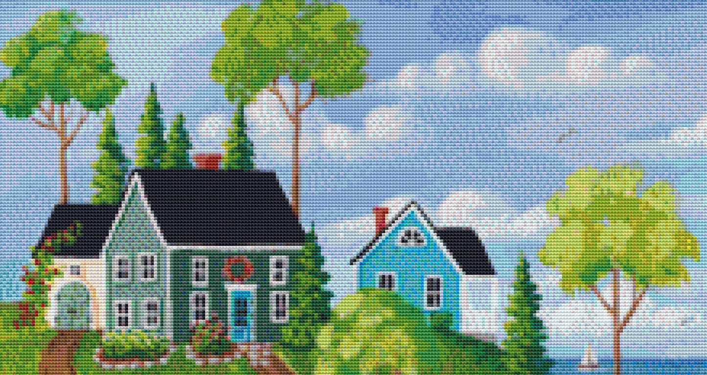 Summer By the Sea (Max Color) cross stitch pattern by Kim Leo licensed by JMS Art Licensing