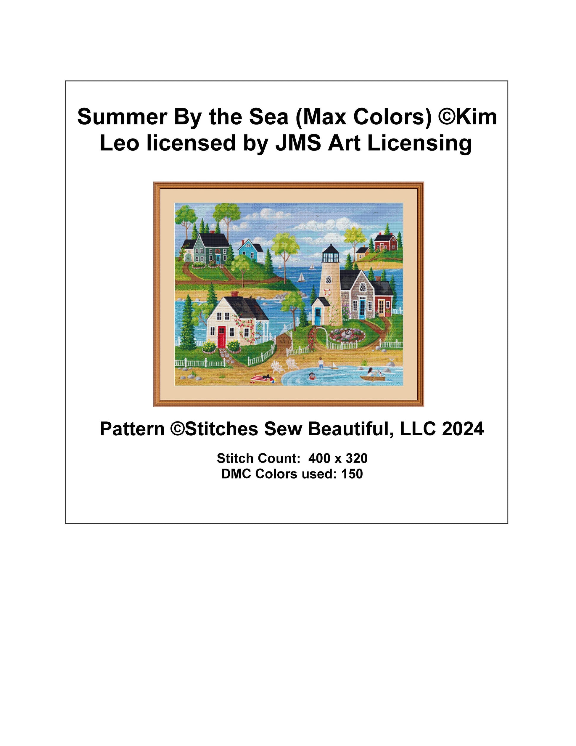 Summer By the Sea (Max Color) cross stitch pattern by Kim Leo licensed by JMS Art Licensing