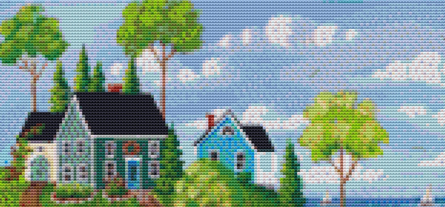 Summer By the Sea (Small) cross stitch pattern by Kim Leo licensed by JMS Art Licensing