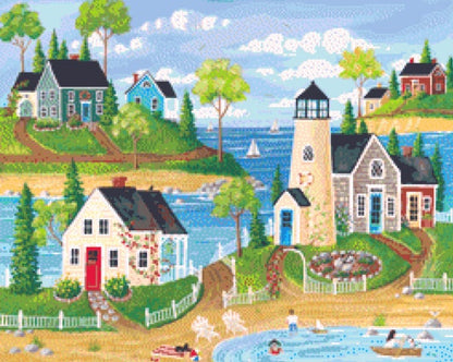 Summer By the Sea (Small) cross stitch pattern by Kim Leo licensed by JMS Art Licensing