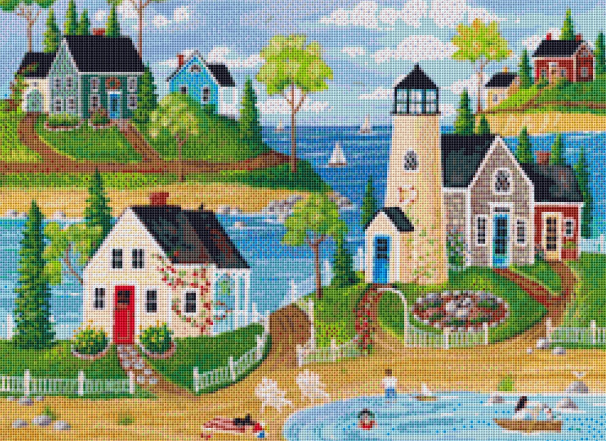 Summer By the Sea (Small) cross stitch pattern by Kim Leo licensed by JMS Art Licensing