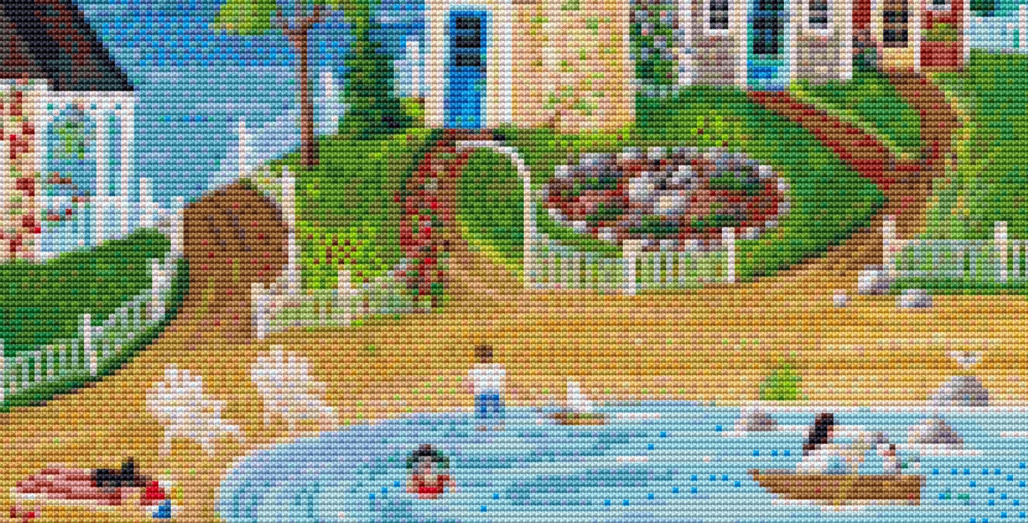 Summer By the Sea (Small) cross stitch pattern by Kim Leo licensed by JMS Art Licensing