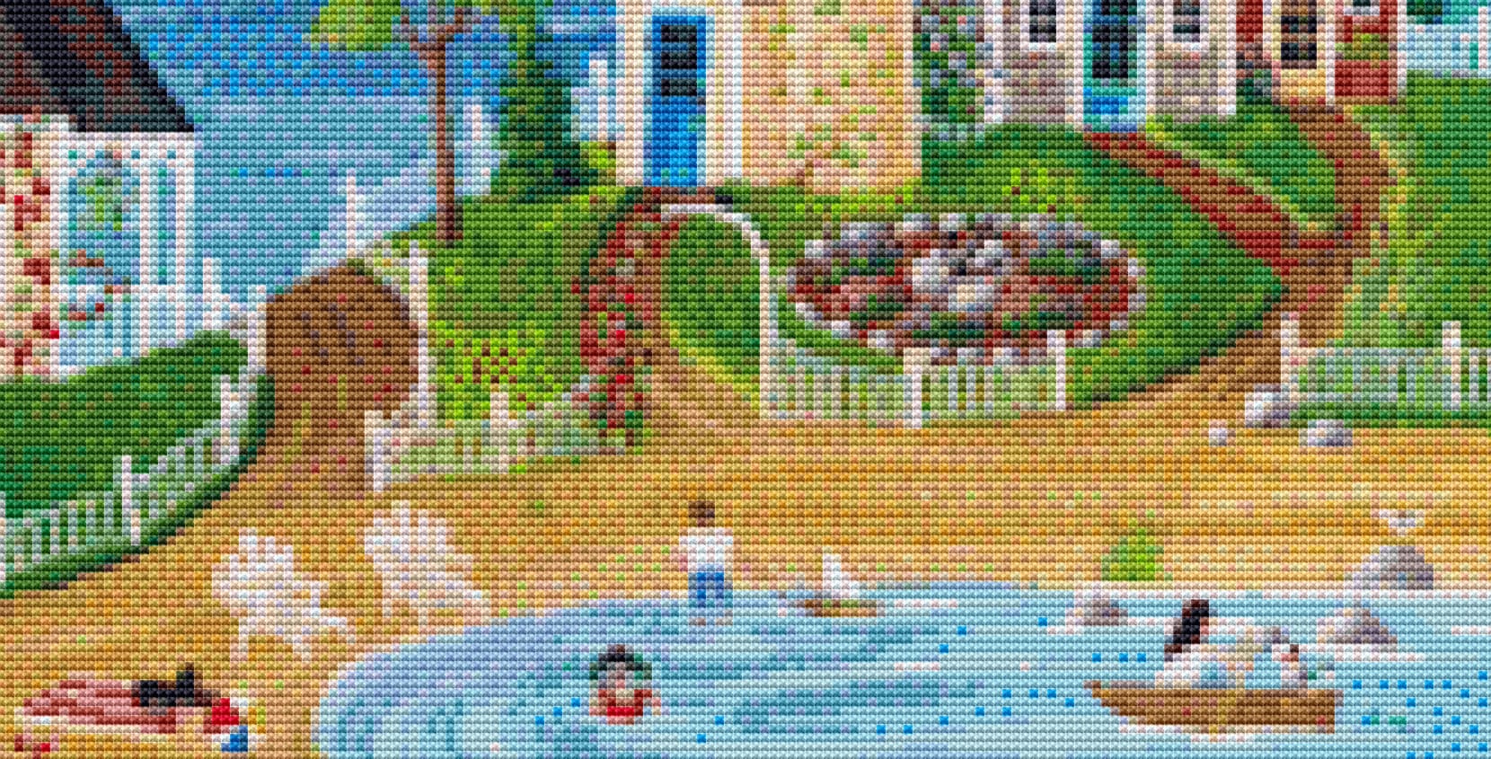 Summer By the Sea (Small) cross stitch pattern by Kim Leo licensed by JMS Art Licensing