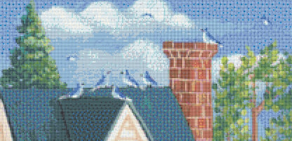 Summertime Cottage cross stitch pattern by Kim Leo licensed by JMS Art Licensing