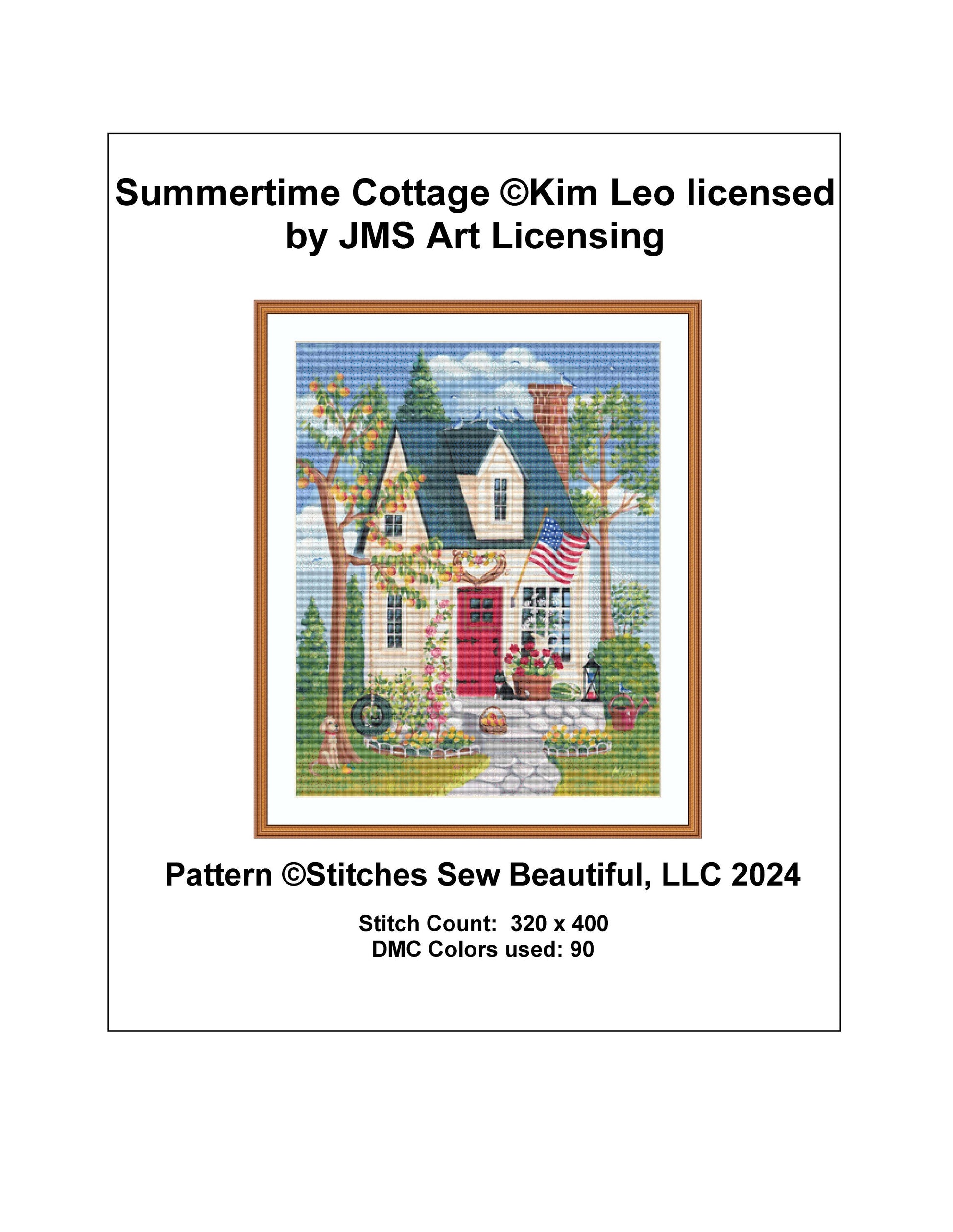 Summertime Cottage cross stitch pattern by Kim Leo licensed by JMS Art Licensing