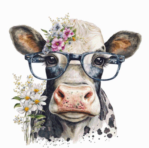 Cow Glasses (Max Color) cross stitch pattern by CedarGroveGraphics