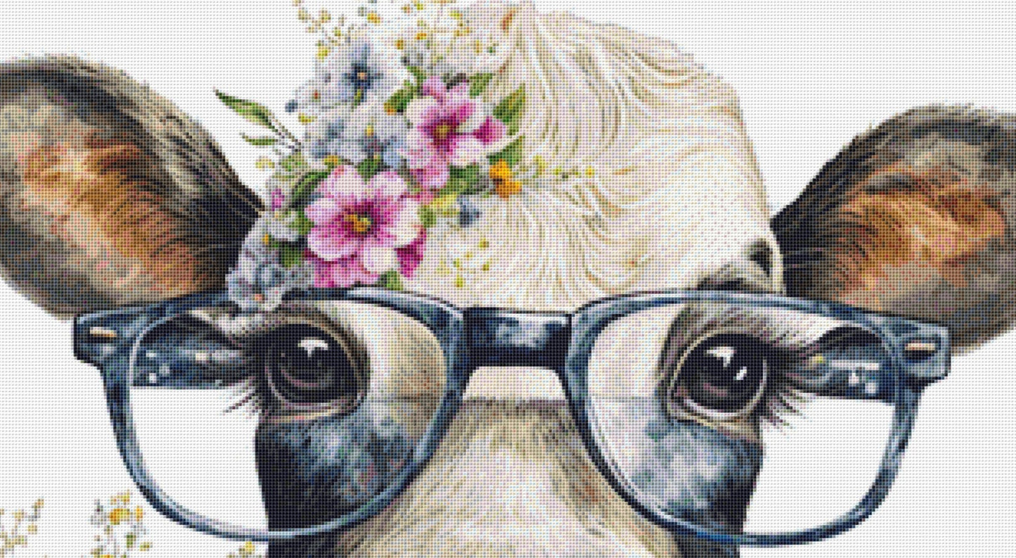 Cow Glasses (Max Color) cross stitch pattern by CedarGroveGraphics