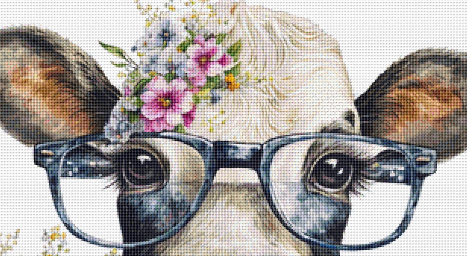 Cow Glasses (Max Color) cross stitch pattern by CedarGroveGraphics