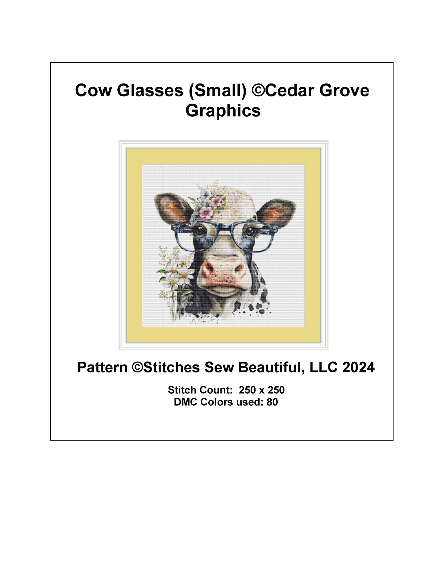 Cow Glasses (Small) cross stitch pattern by CedarGroveGraphics
