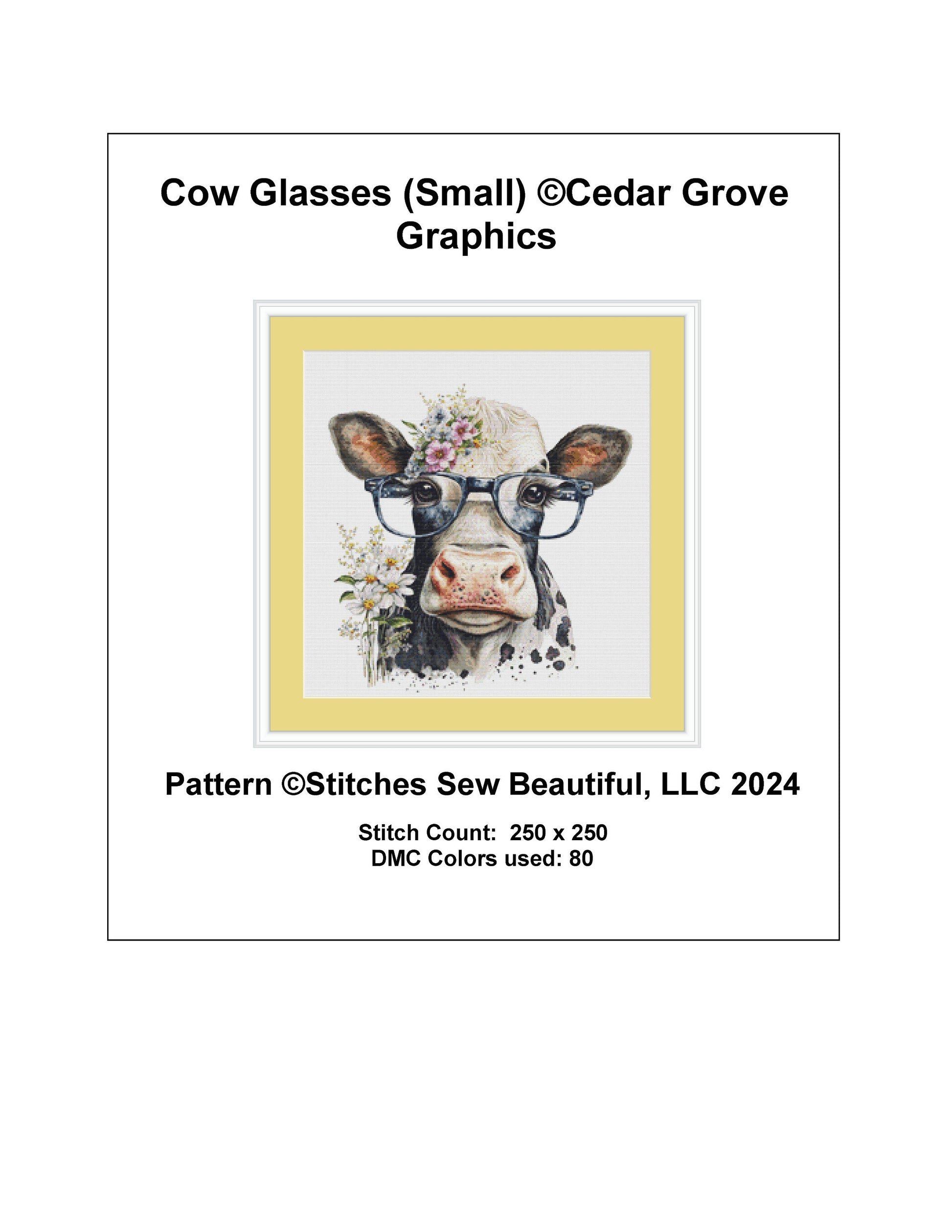 Cow Glasses (Small) cross stitch pattern by CedarGroveGraphics