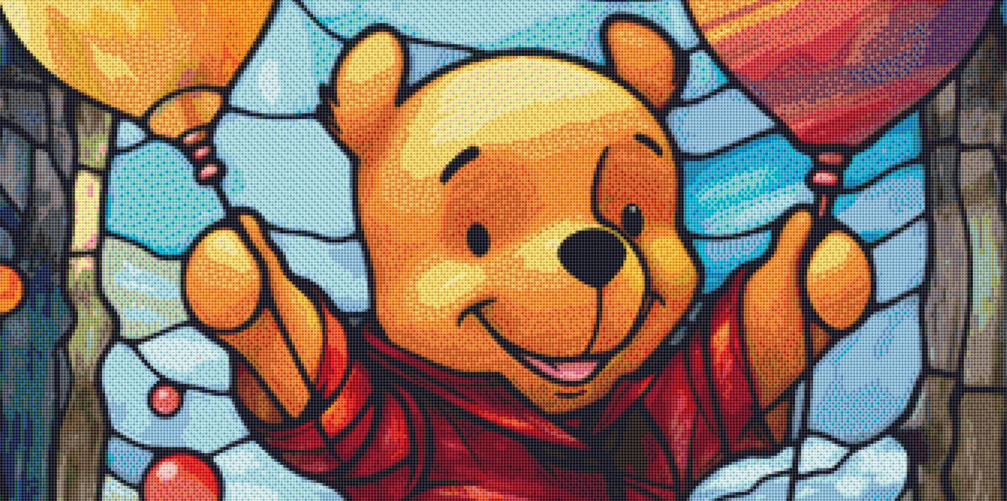 Stained Glass Winnie the Pooh 1 cross stitch pattern by CanvasCoveCA