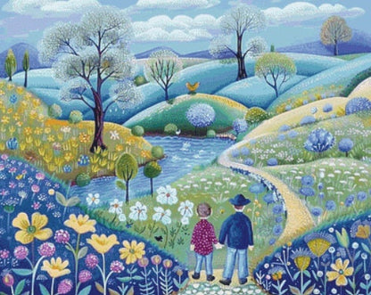Father and Son Stroll cross stitch pattern by The Art Revivalist