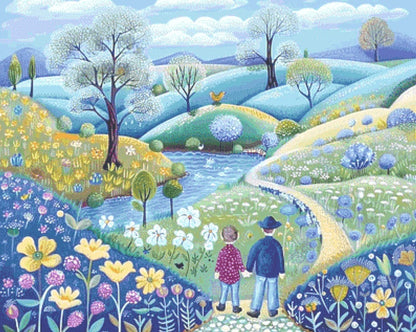 Father and Son Stroll cross stitch pattern by The Art Revivalist
