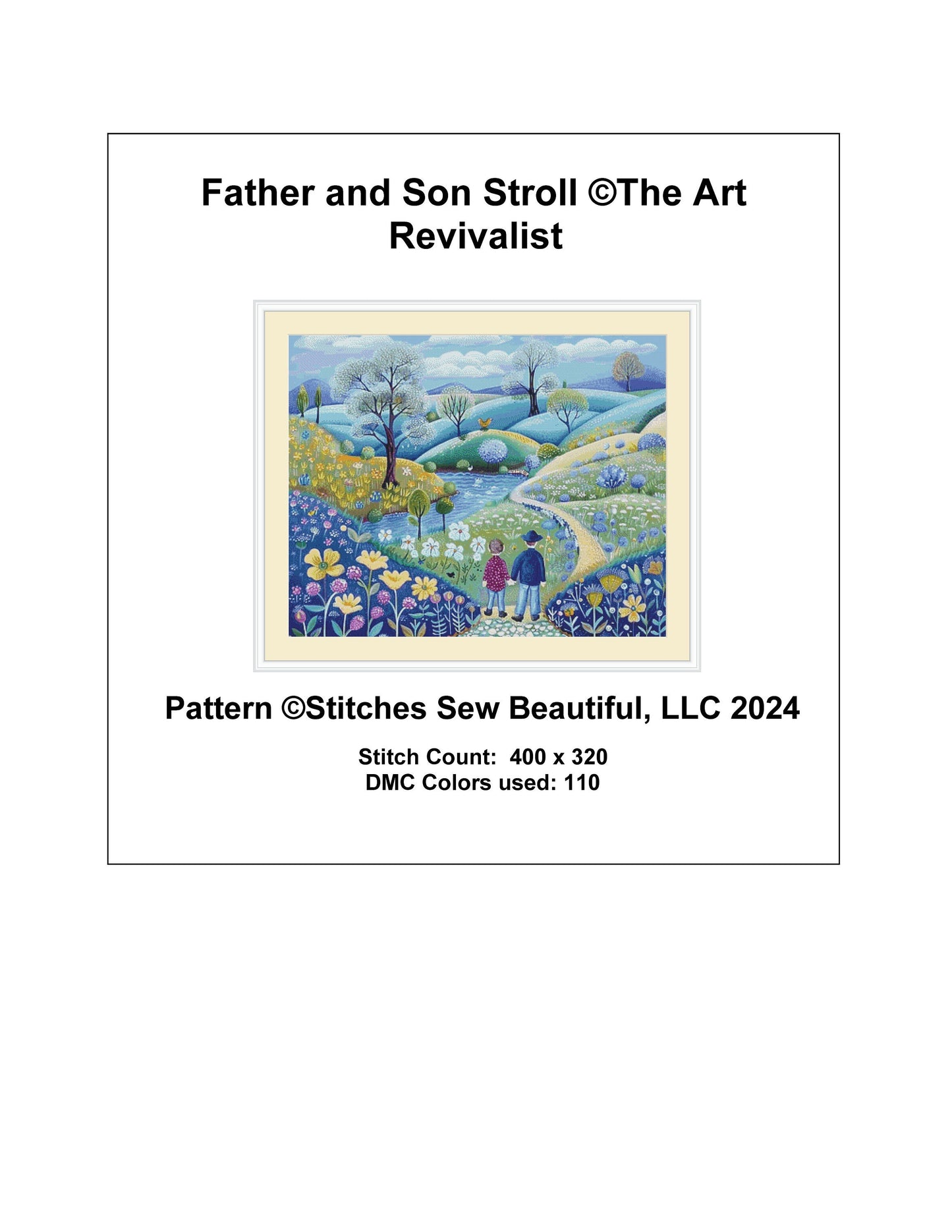 Father and Son Stroll cross stitch pattern by The Art Revivalist