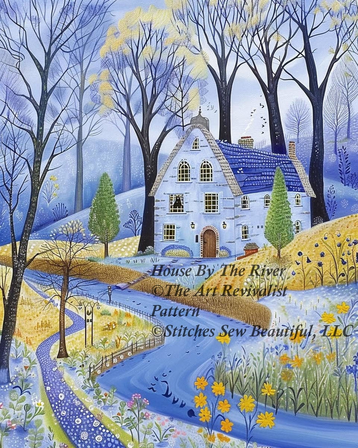 House By The River cross stitch pattern by The Art Revivalist