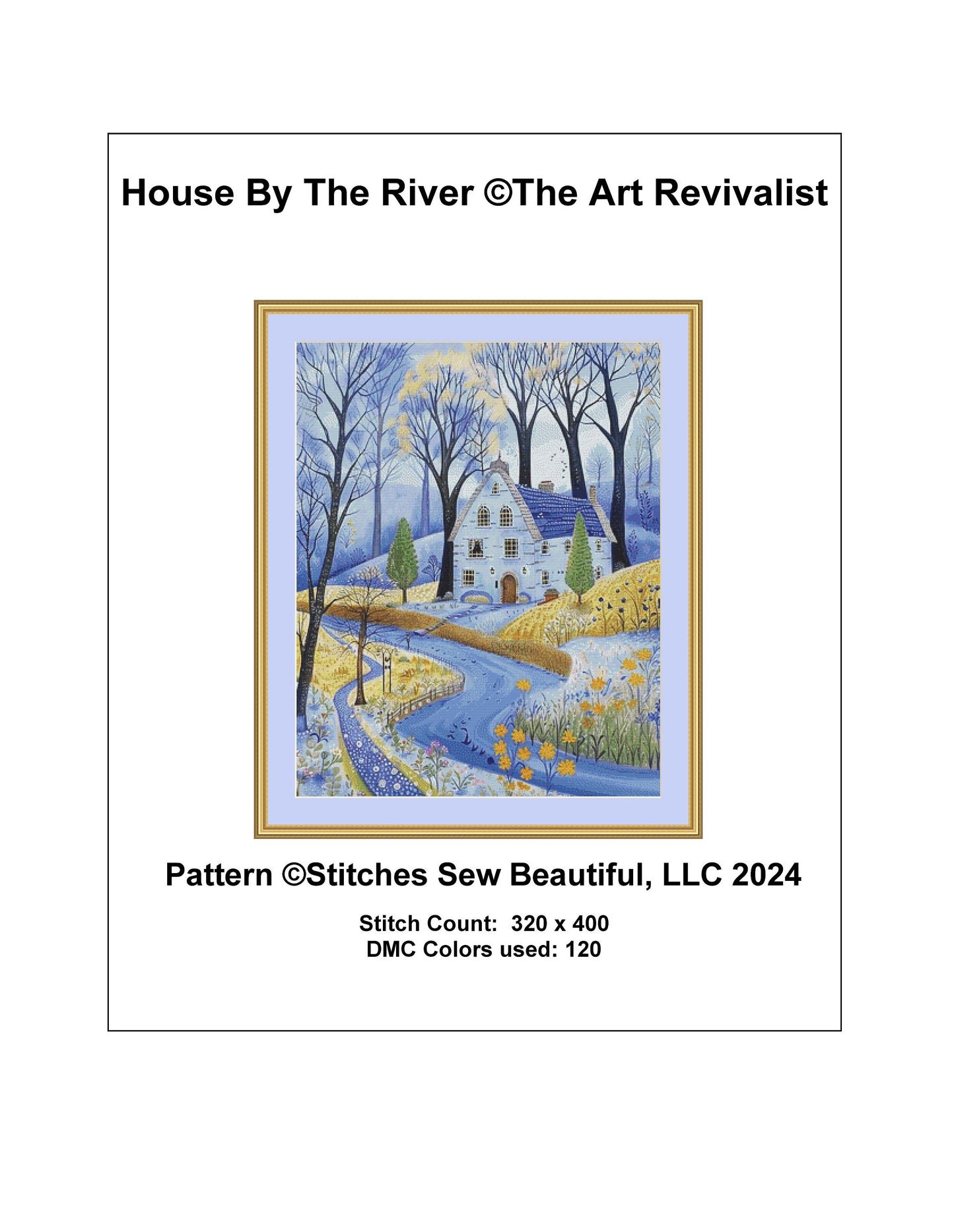House By The River cross stitch pattern by The Art Revivalist