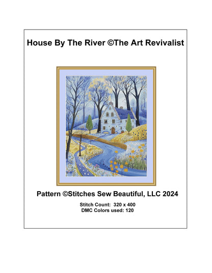 House By The River cross stitch pattern by The Art Revivalist