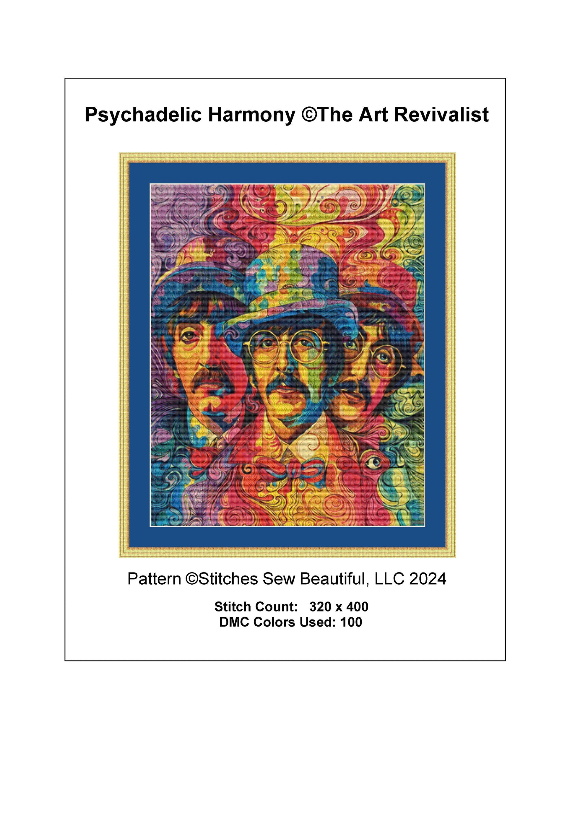 Psychedelic Harmony cross stitch pattern by The Art Revivalist