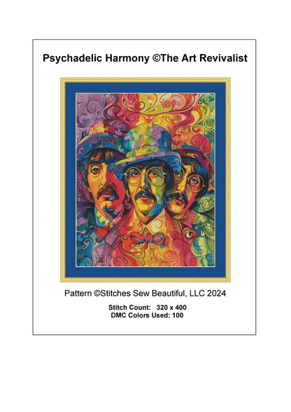 Psychedelic Harmony cross stitch pattern by The Art Revivalist